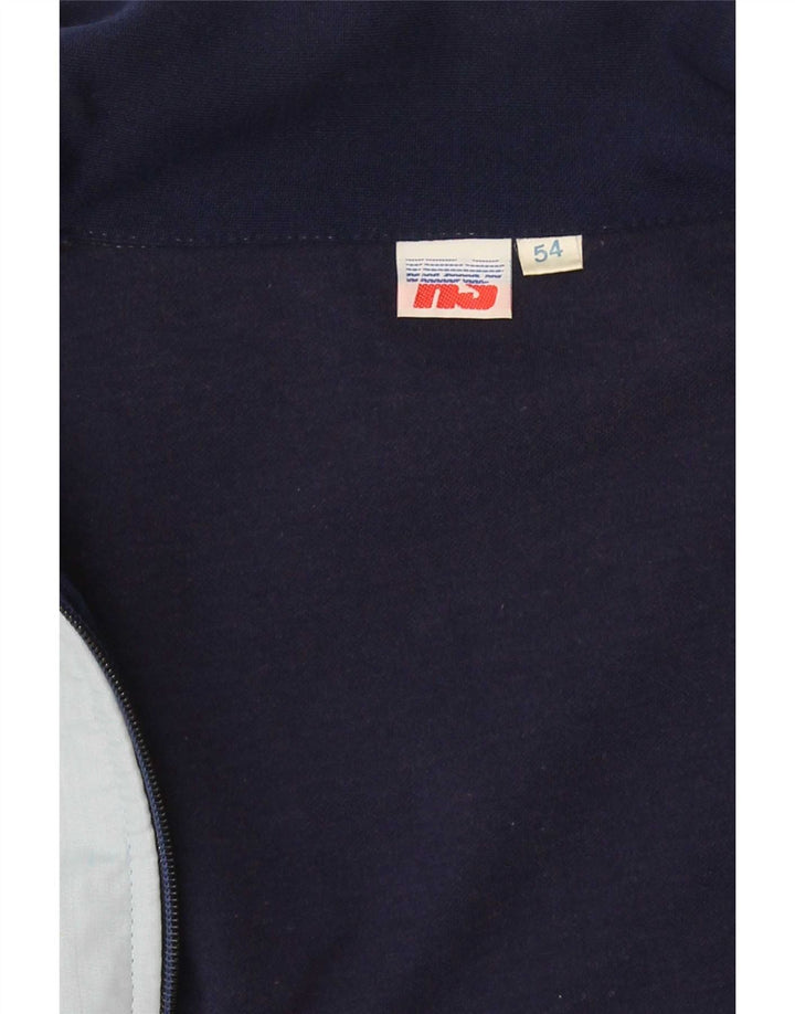 vintage Mens Survêtement Top Veste IT 54 XL Bleu Marine Colourblock