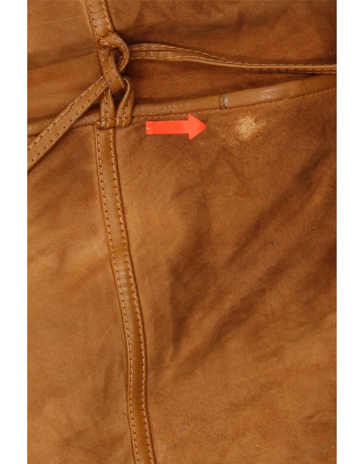 veste en peau de mouton surdimensionnée vintage pour femmes IT 46 Grand cuir brun