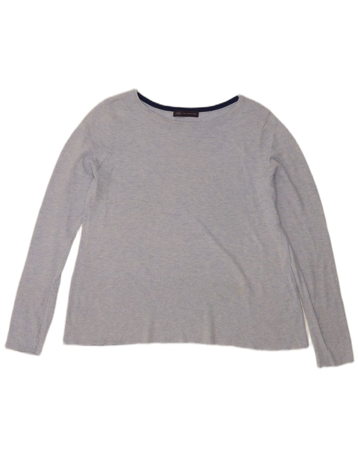 Marks & Spencer Haut à manches longues pour femme UK 12 Bleu moyen Coton