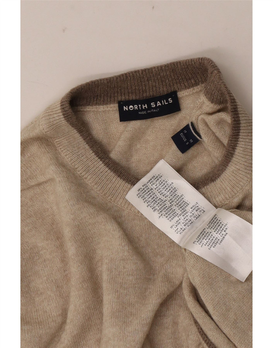 North Sails Pull Col Ras du Cou Homme Beige Moyen Polyamide