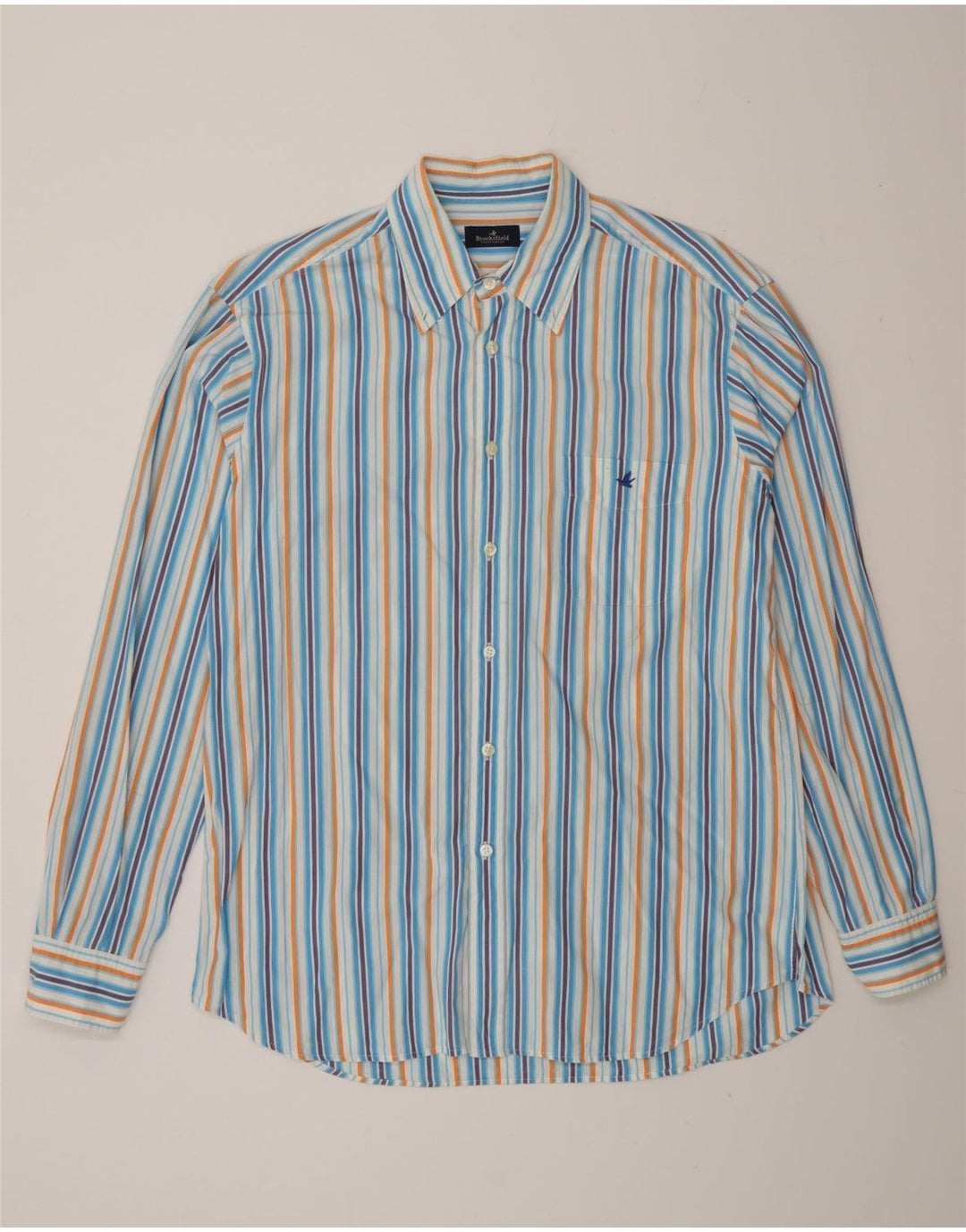 BROOKSFIELD Chemise Homme Taille 42 Grand Bleu Rayé