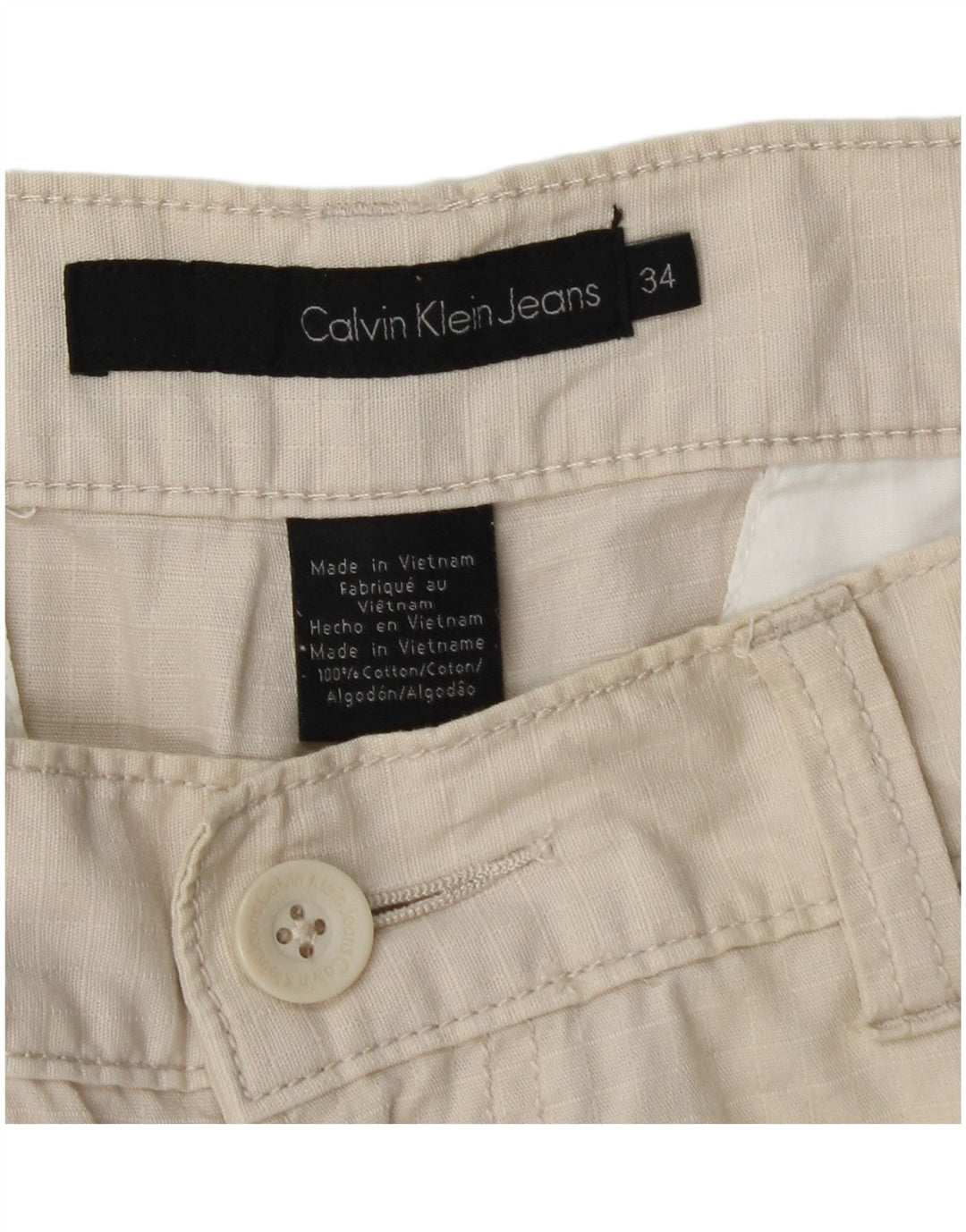Calvin Klein Short cargo pour homme W34 Grand coton beige