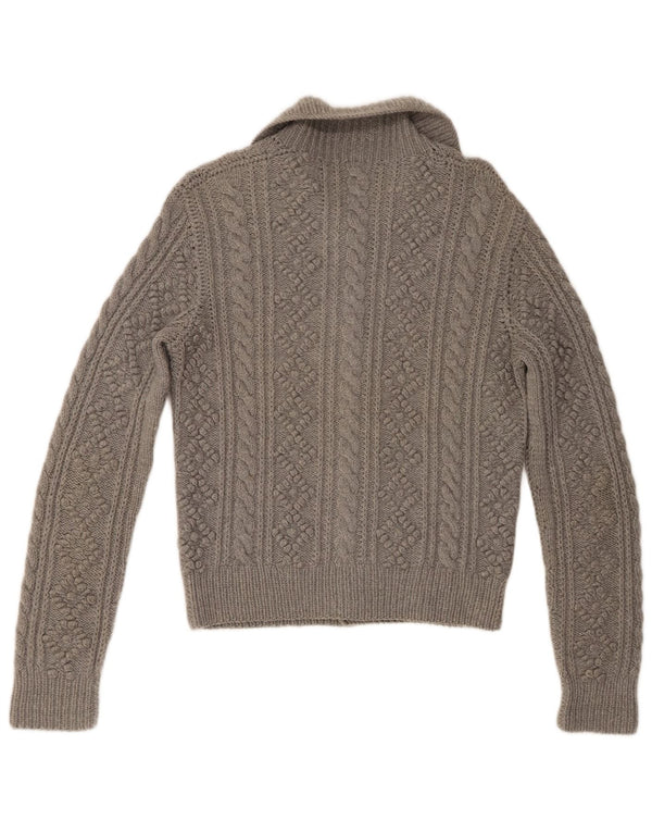 vintage Femme Cardigan Pull UK 12 Gris Moyen
