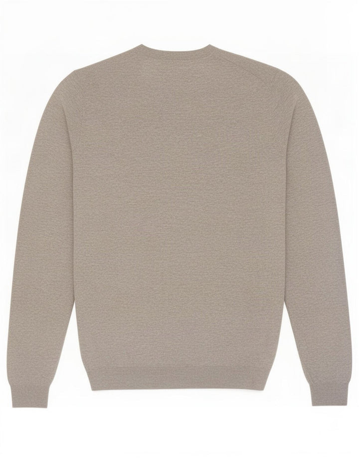 Zara Pull à col rond pour homme en coton gris Large