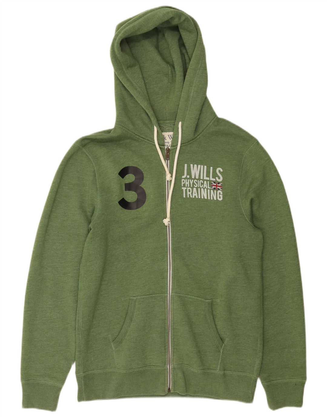 JACK WILLS Pull à capuche zippé graphique pour hommes en coton vert grand