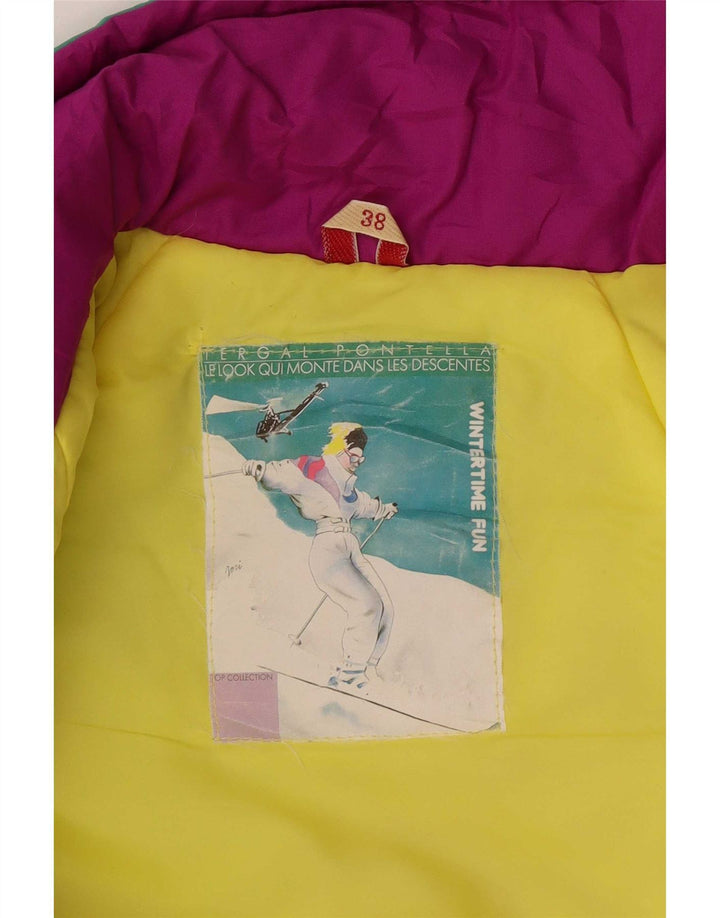 combinaison de ski femme vintage EU 38 Medium W28 L30 Colourblock multicolore