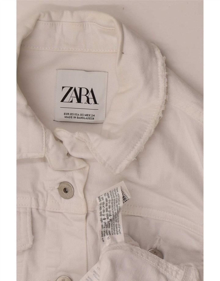 Zara Veste en jean pour femme UK 6 XS Coton blanc