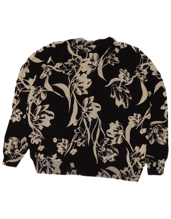 MARKS & SPENCER Cardigan court pour femme UK 20 2XL Noir Floral