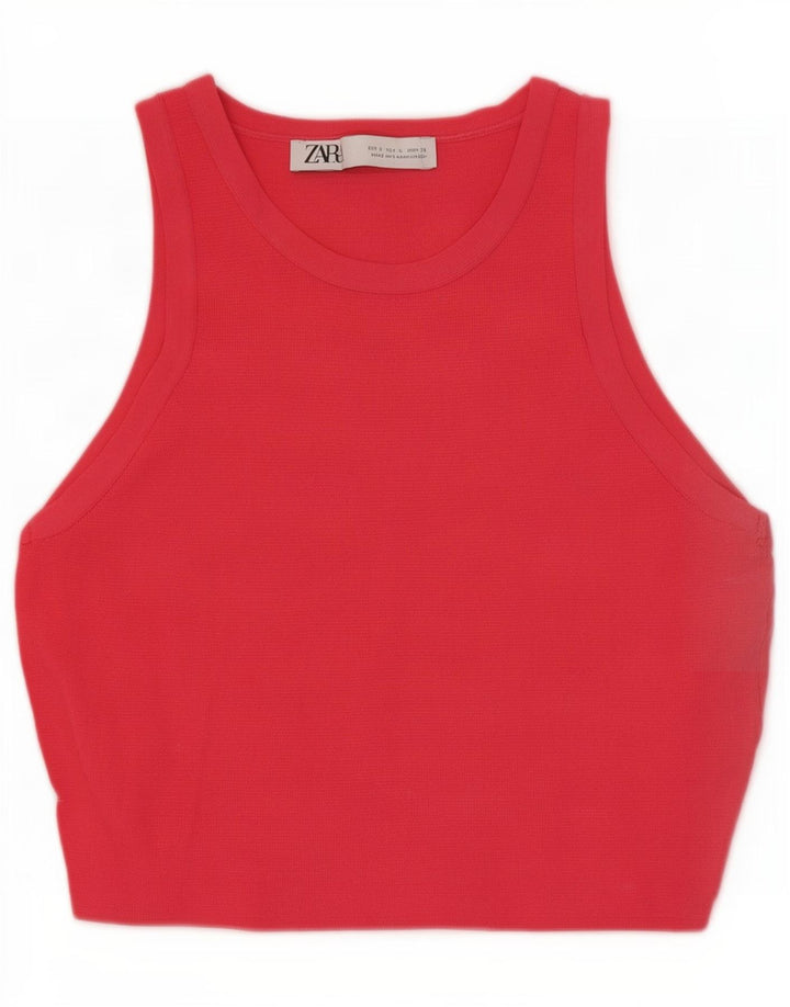 Zara Womens Crop Vest Top UK 8 Petite Viscose Rose