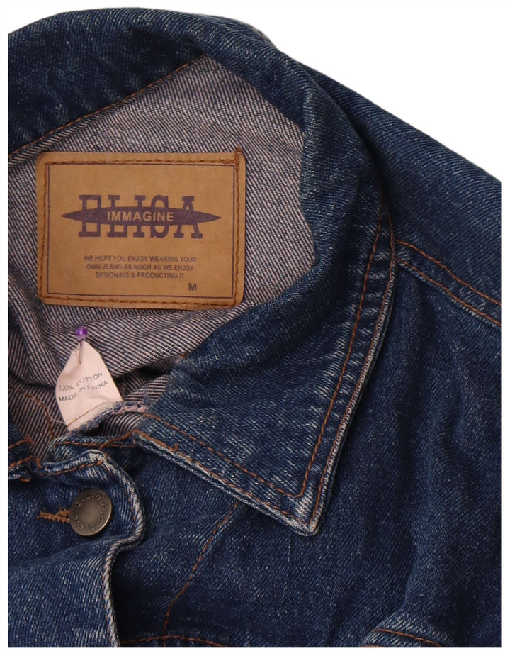 veste en denim crop femme vintage UK 14 coton bleu moyen