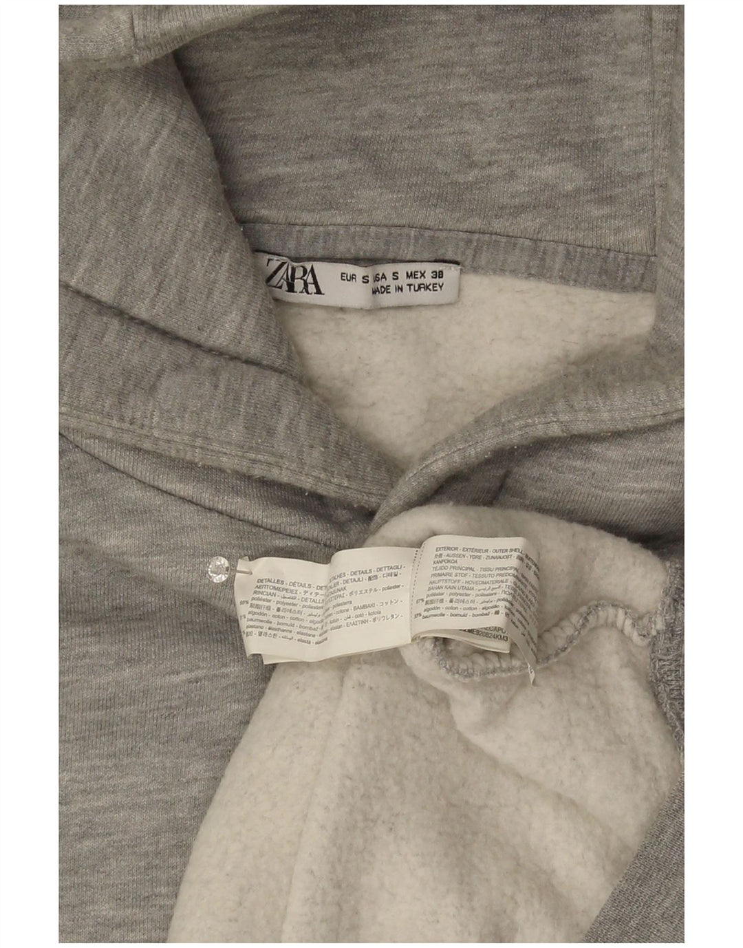 Zara Pull à capuche pour homme Petit polyester moucheté gris