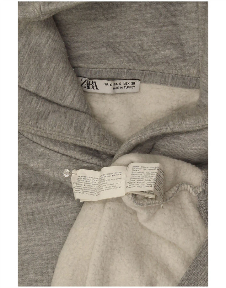 Zara Pull à capuche pour homme Petit polyester moucheté gris