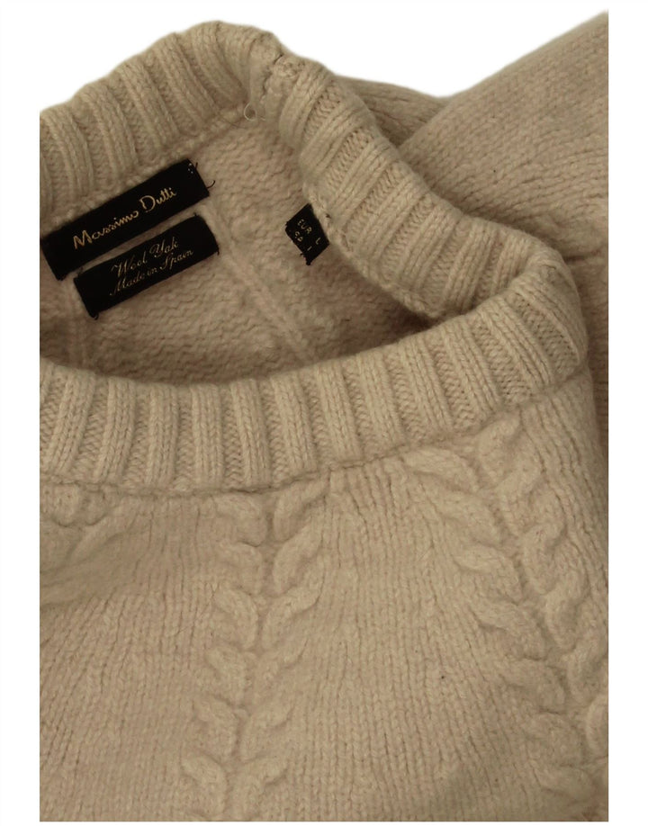 Massimo Dutti Pull à col rond pour homme en laine beige