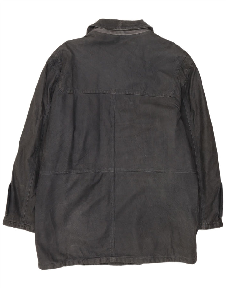 Blue Duck Manteau en cuir pour homme IT 50 Large Bleu marine