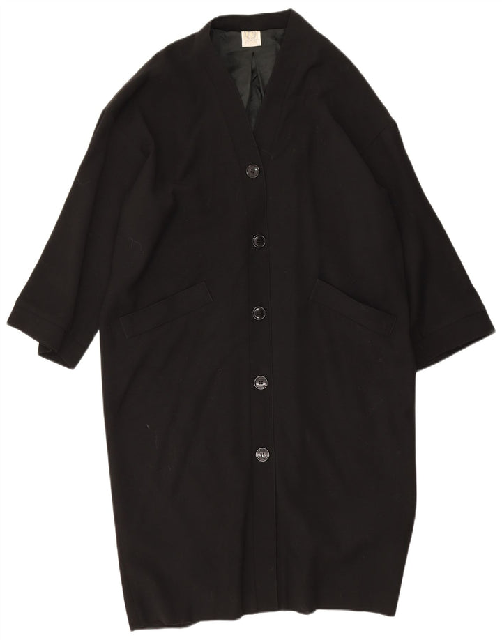 Ferre Manteau à manches 3/4 pour femme UK 16 Grande laine vierge noire