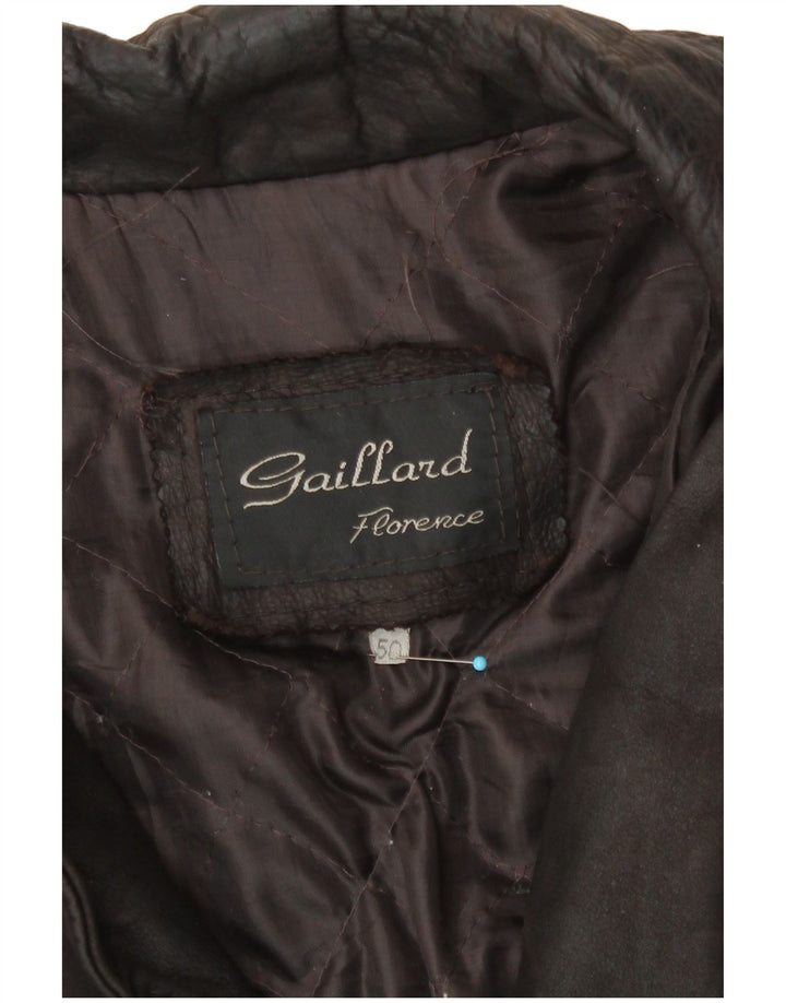 veste en cuir homme vintage IT 50 Grand cuir marron