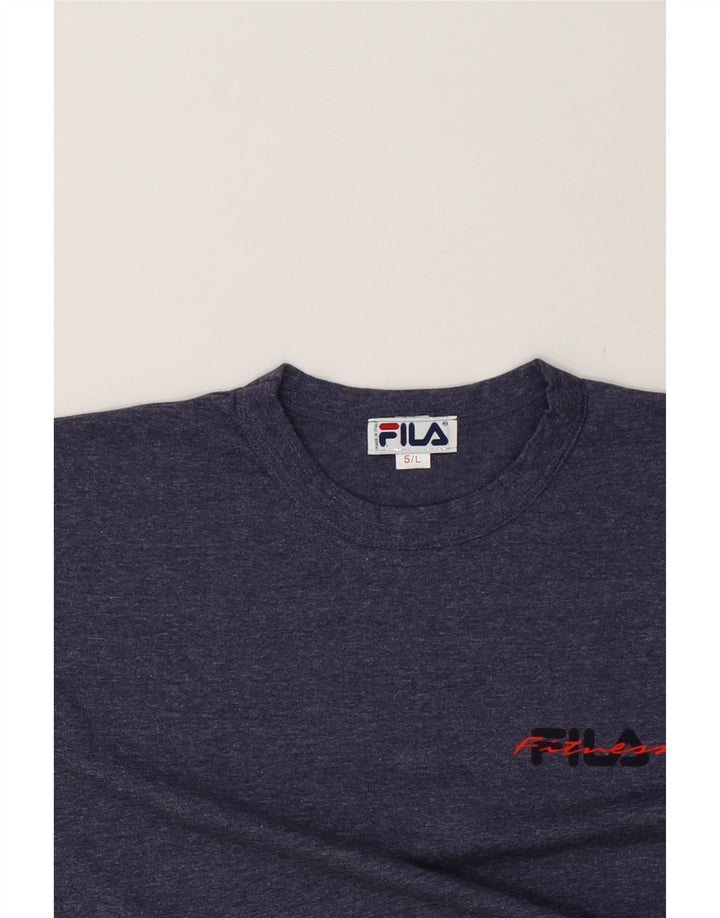 FILA Mens T-Shirt Top Large Navy Blue Flecked Cotton Vintage Fila and Second-Hand Fila from Messina Hembry 