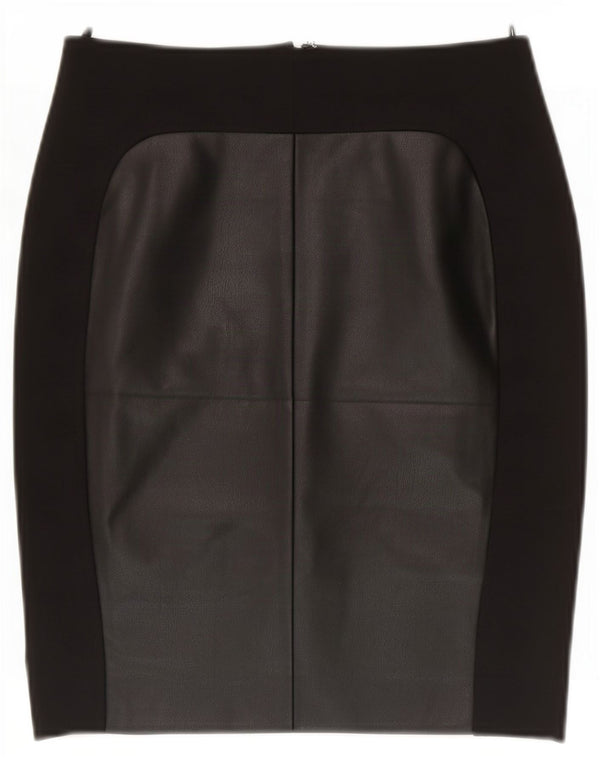 Benetton Jupe crayon en similicuir pour femme Small W27 Noir Colourblock