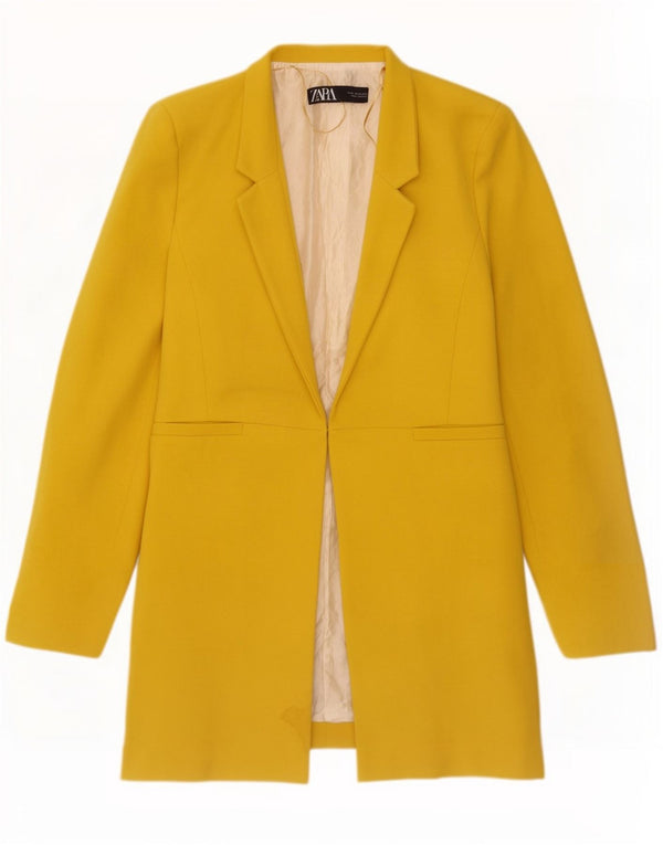 Zara Veste Blazer Longue Femme UK 18 XL Jaune Polyester