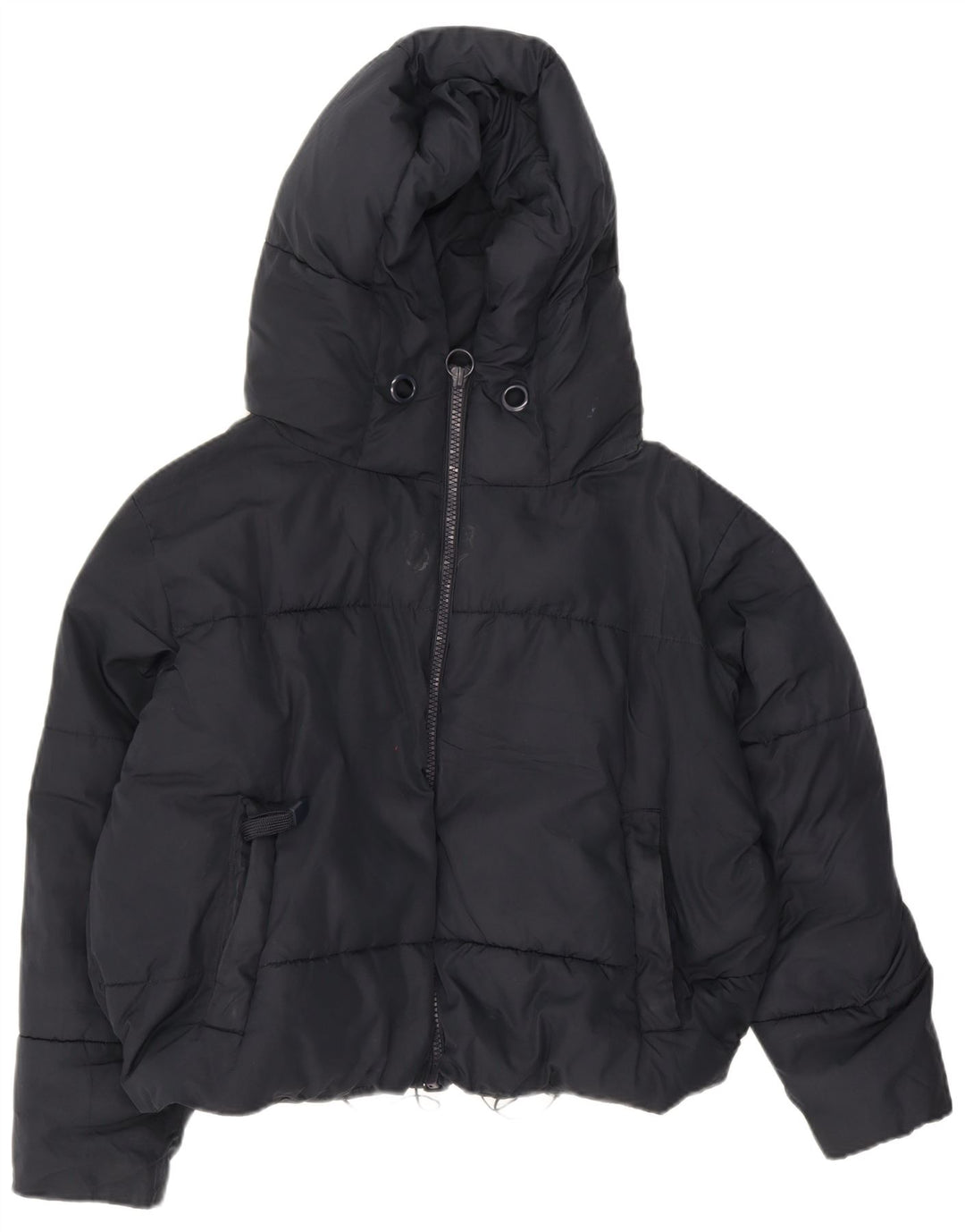 Zara Veste matelassée à capuche surdimensionnée pour femme UK 10 Petit Bleu marine