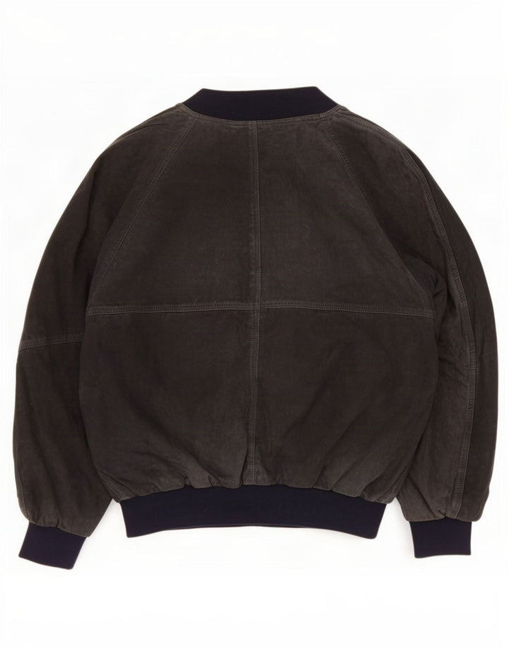 Maren Veste Bomber En Daim Homme IT 48 Cuir Bleu Marine Moyen