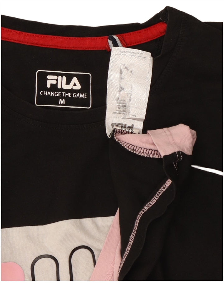 FILA T-shirt graphique pour femme UK 12 Medium Multicolore Colourblock