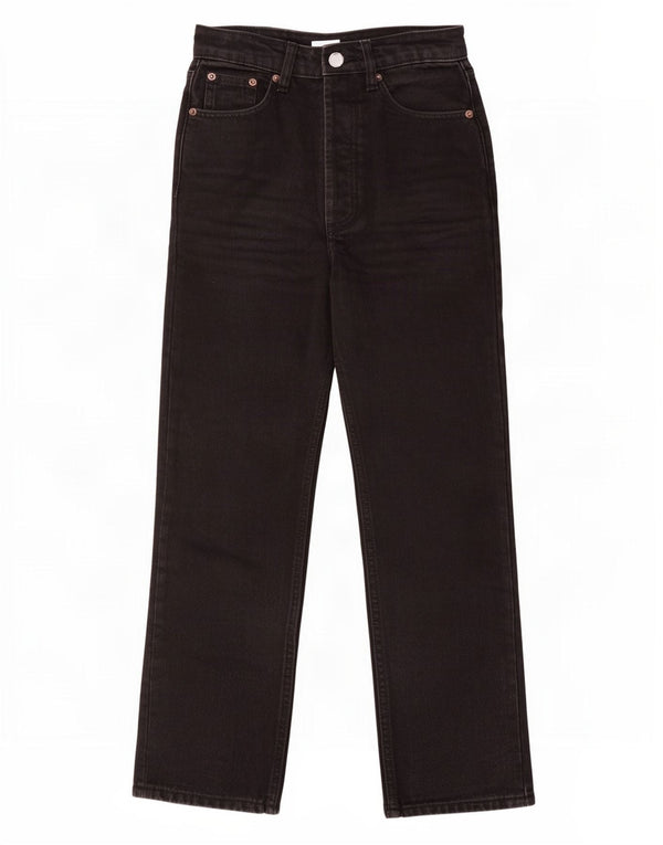 Zara Womens High Waist Straight Jeans EU 32 2XS W22 L26 Black Cotton