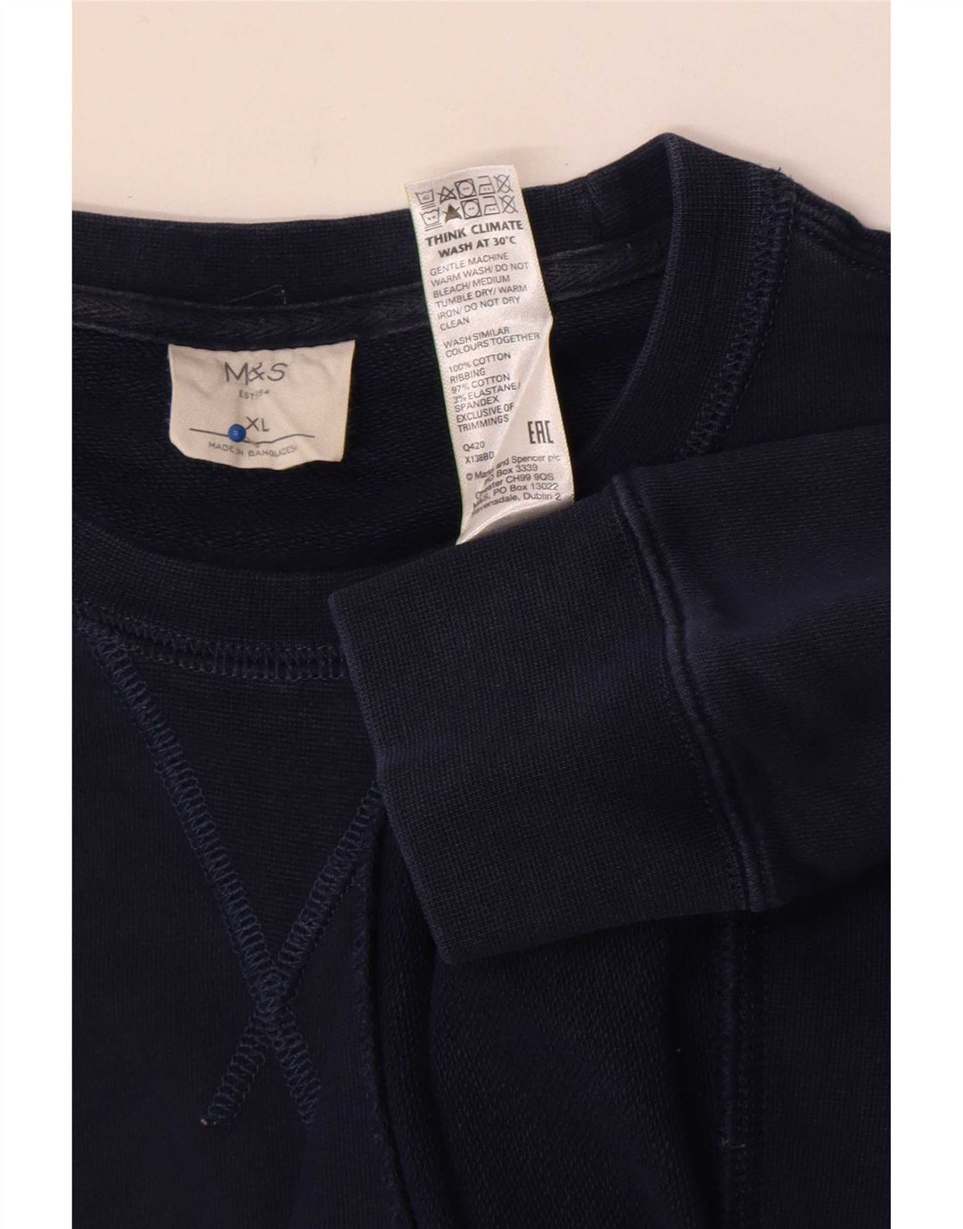 Marks & Spencer Sweat-shirt pour homme XL en coton bleu marine