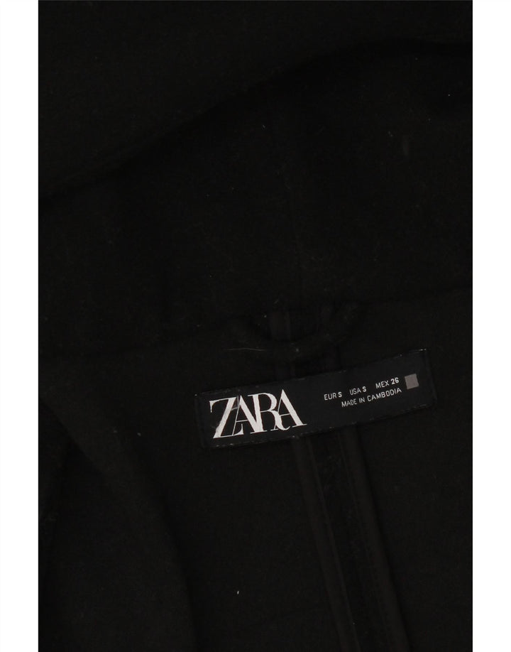 Zara Manteau surdimensionné à capuche pour femme UK 10 Petit Noir