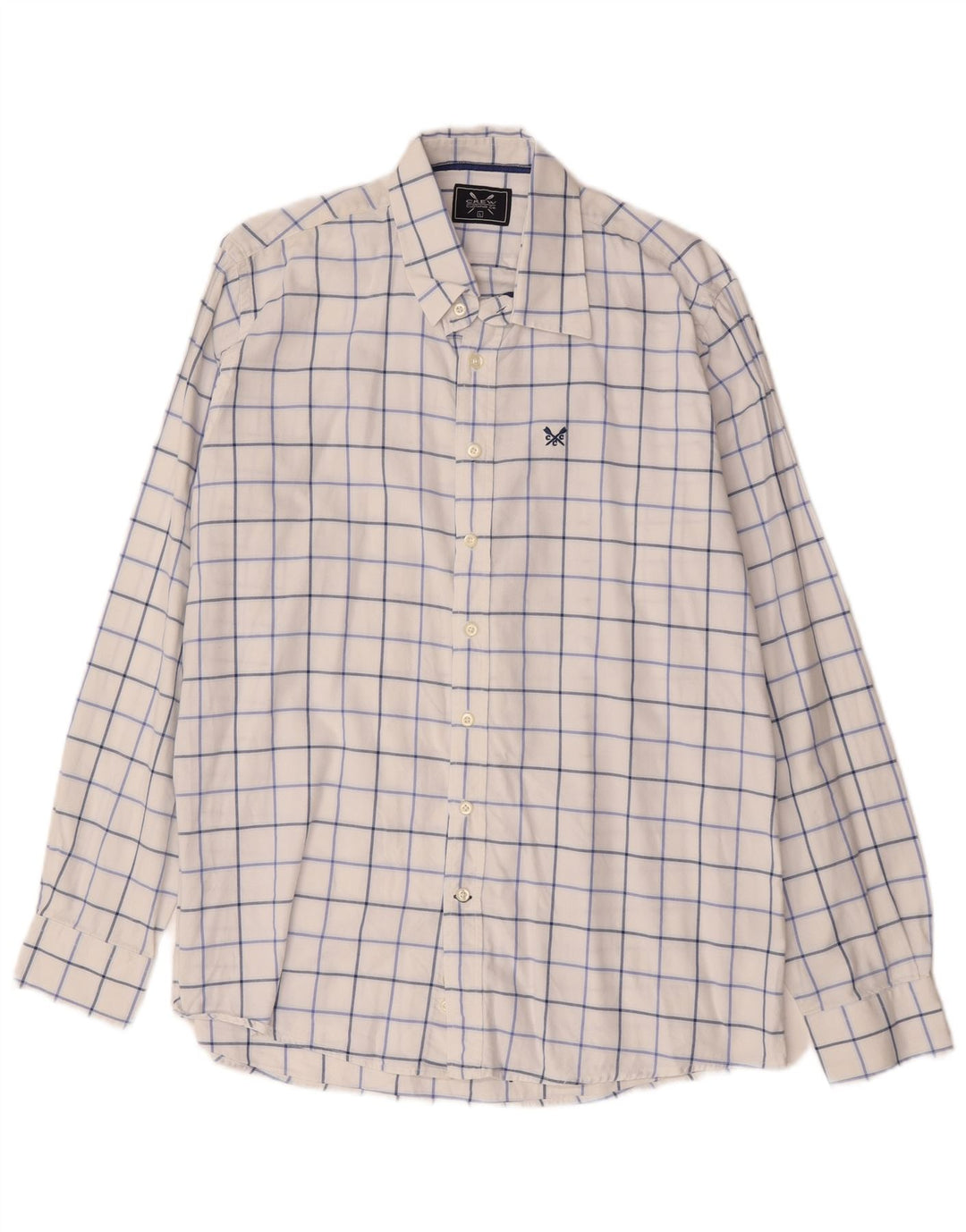 Crew Clothing Chemise Homme Grand Carreau Blanc Coton