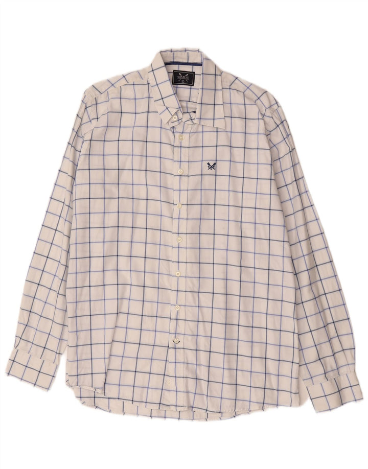 Crew Clothing Chemise Homme Grand Carreau Blanc Coton