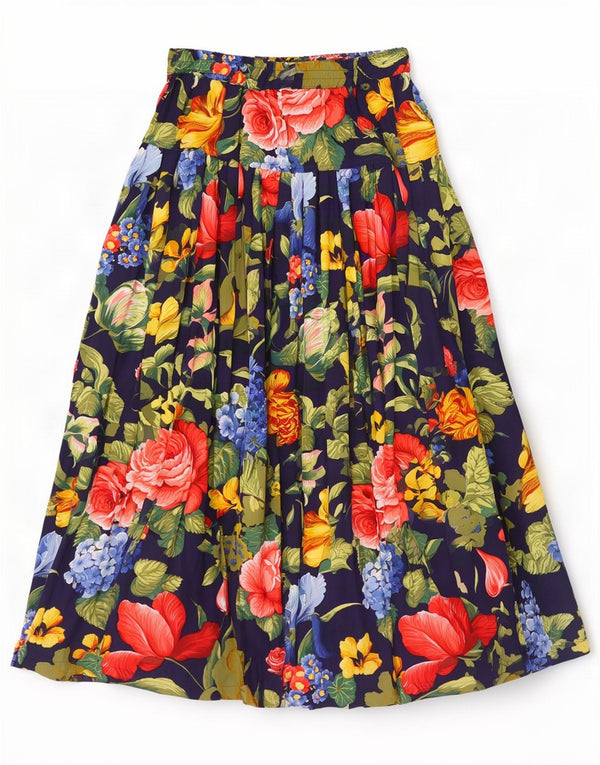 Oilily Jupe Maxi Plissée Femme Large W30 Viscose Florale Multicolore