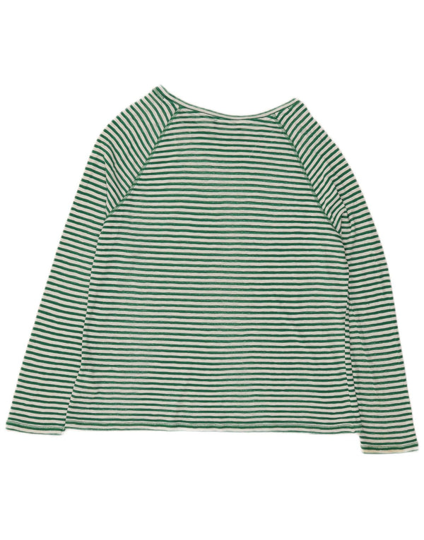Marks & Spencer Haut à manches longues pour femme UK 44 Grand coton rayé vert