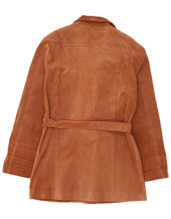 veste en daim femme vintage UK 14 cuir brun moyen