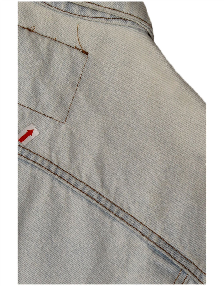 RIFLE Veste en jean surdimensionnée pour femme UK 10 Petit coton bleu