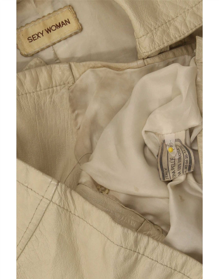 veste en cuir femme vintage UK 10 Petit Beige