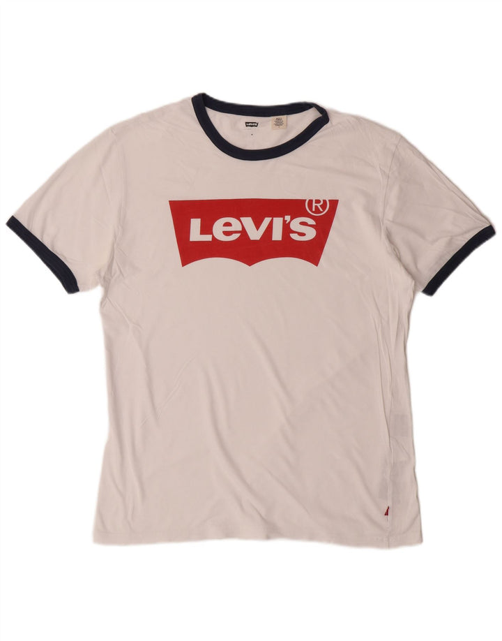 LEVI'S T-Shirt Graphique Homme Blanc Moyen Coton Classique