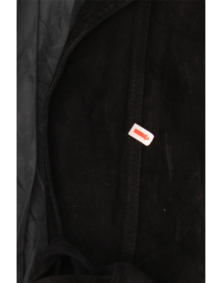 VINTAGE Veste en daim femme UK 14 Grand Noir