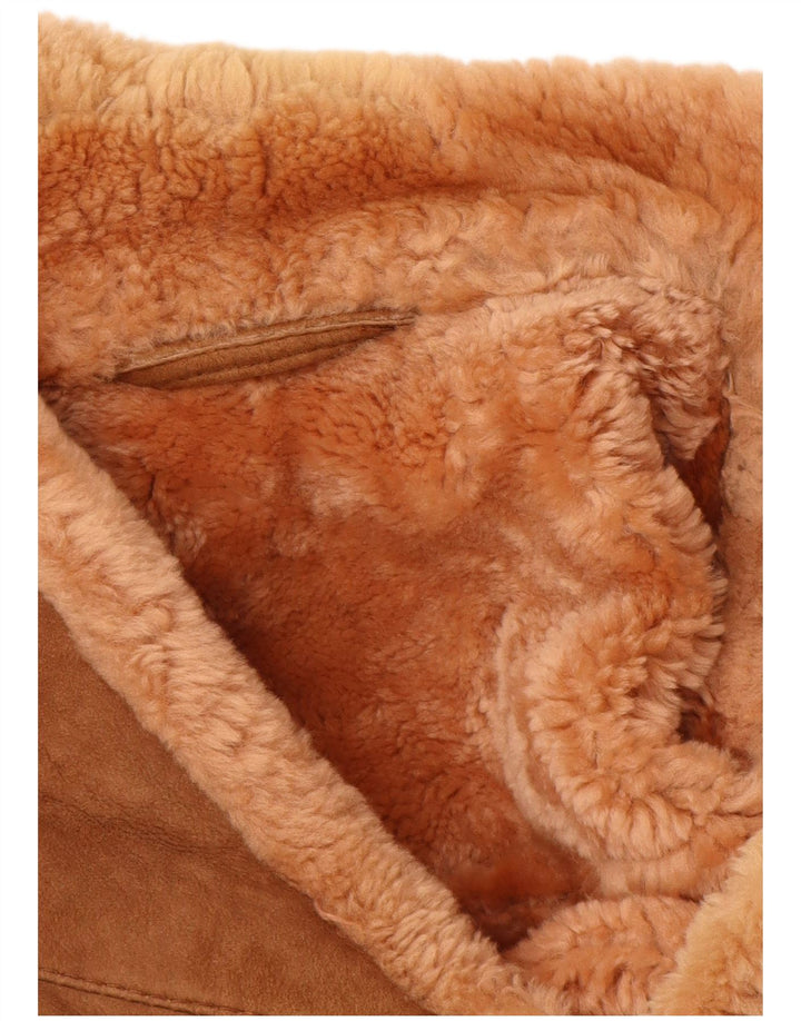 VINTAGE Veste Duffle Shearling Homme UK 40 Large Marron