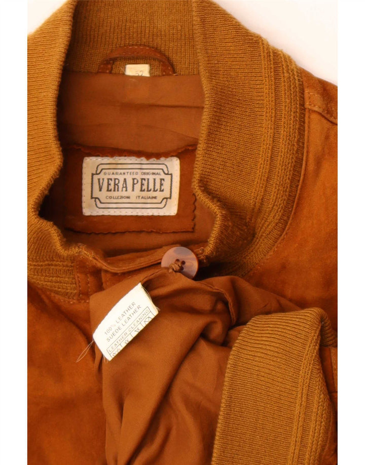 vintage Mens Suede Bomber Jacket IT 52 Grand Cuir Beige