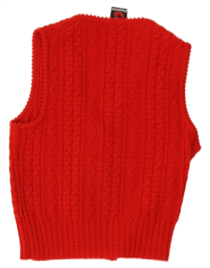 Giesswein Womens Crop Cardigan sans manches Pull EU 40 Laine rouge moyen