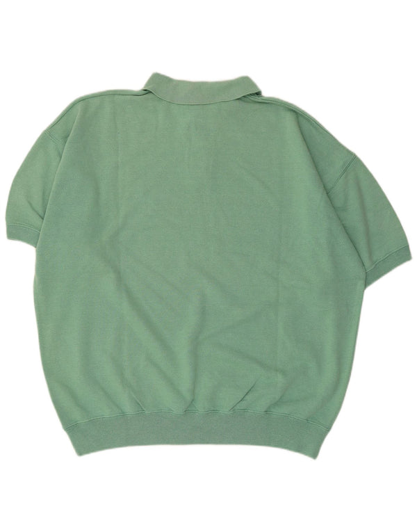 Champion Sweat-shirt à manches courtes et col polo pour homme en coton turquoise 2XL