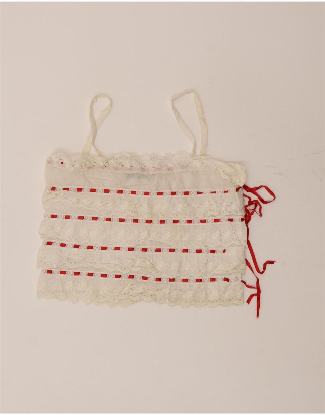 Lorena'O Femmes Crop Cami Top IT 40 Petit Blanc Rayé Coton