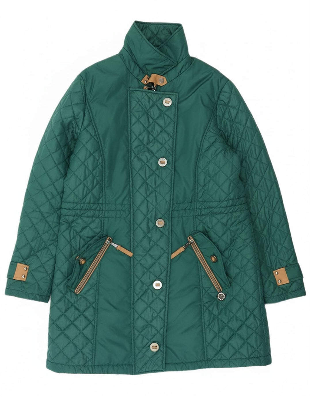Paco Boutique Manteau coupe-vent matelassé pour femme UK 16 Large Vert Polyester