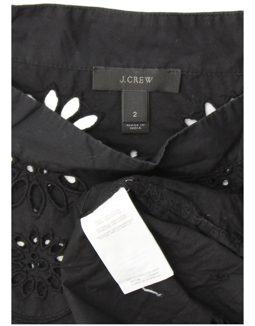 J. CREW Chemisier à manches longues pour femme US 2 XS en coton floral noir