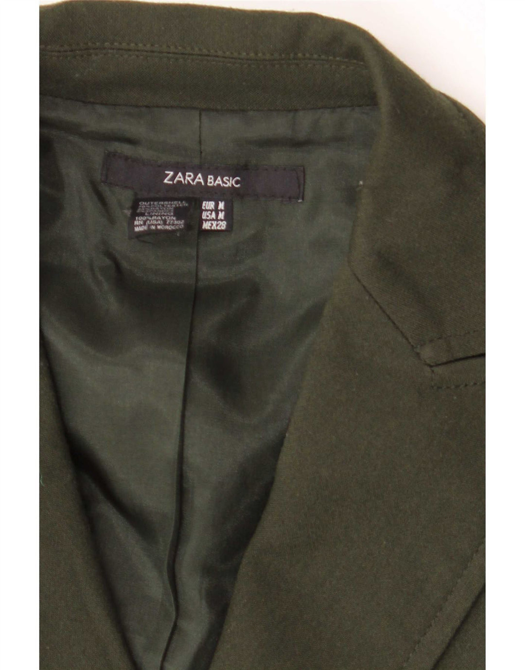 Zara Veste Blazer 2 Boutons Femme UK 12 Kaki Moyen Polyester