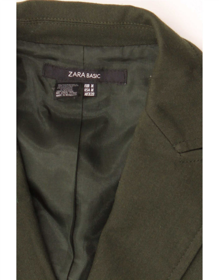 Zara Veste Blazer 2 Boutons Femme UK 12 Kaki Moyen Polyester