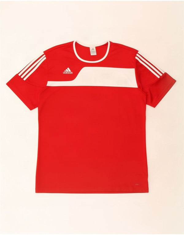 Adidas Mens Climalite T-Shirt Top XL Red Colourblock Polyester