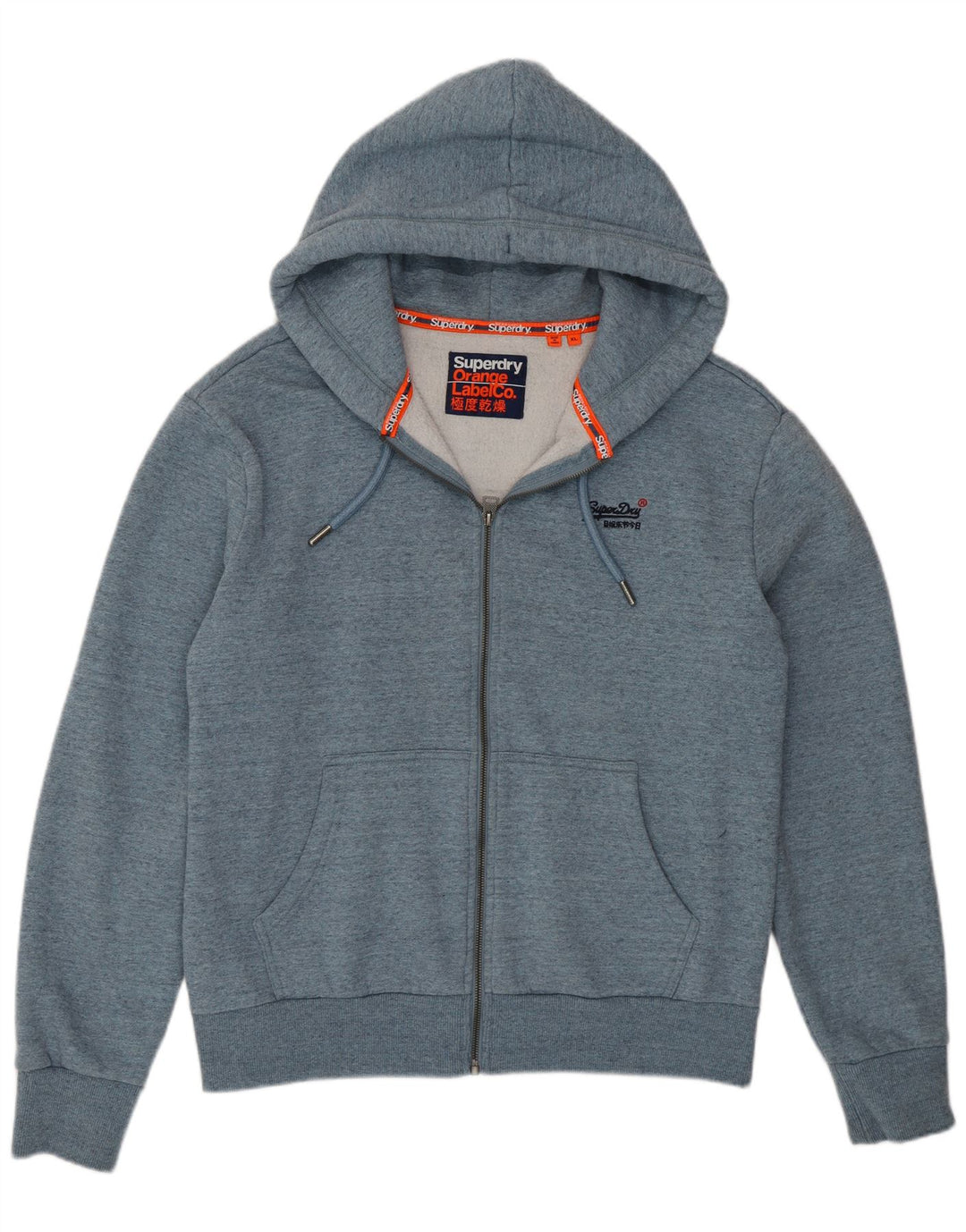 SUPERDRY Pull à capuche zippé pour homme XL Bleu Coton