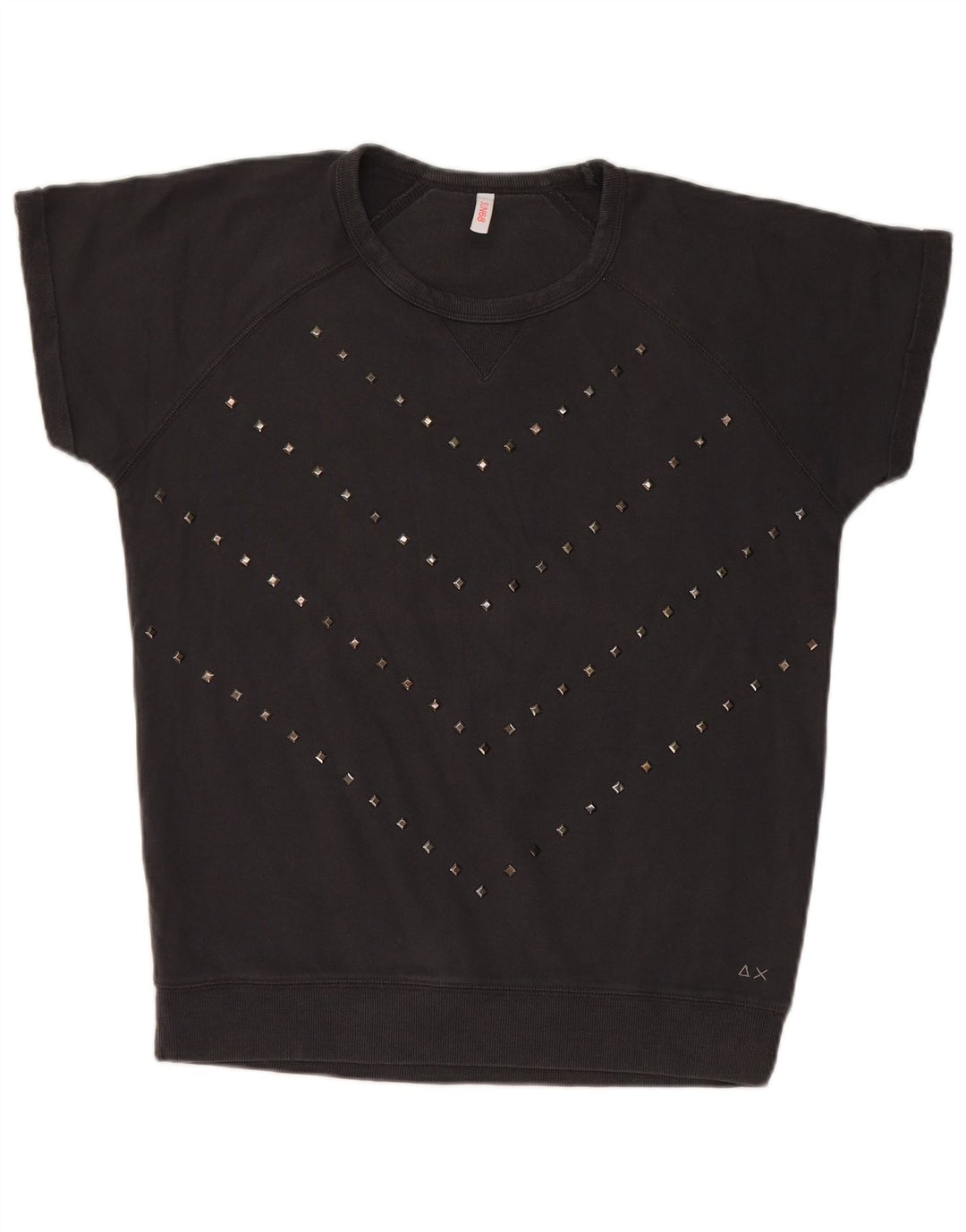 Sun68 Sweat-shirt à manches courtes pour femme en coton noir moyen UK 44